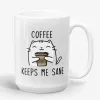 Coffee Keeps Me Sane, Cat And Coffee Lover Gift Mug- Photo 1