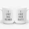 I Like Her Butt / His Beard - Funny Couple Mugs, His and Hers Coffee Mug Set- Photo 1