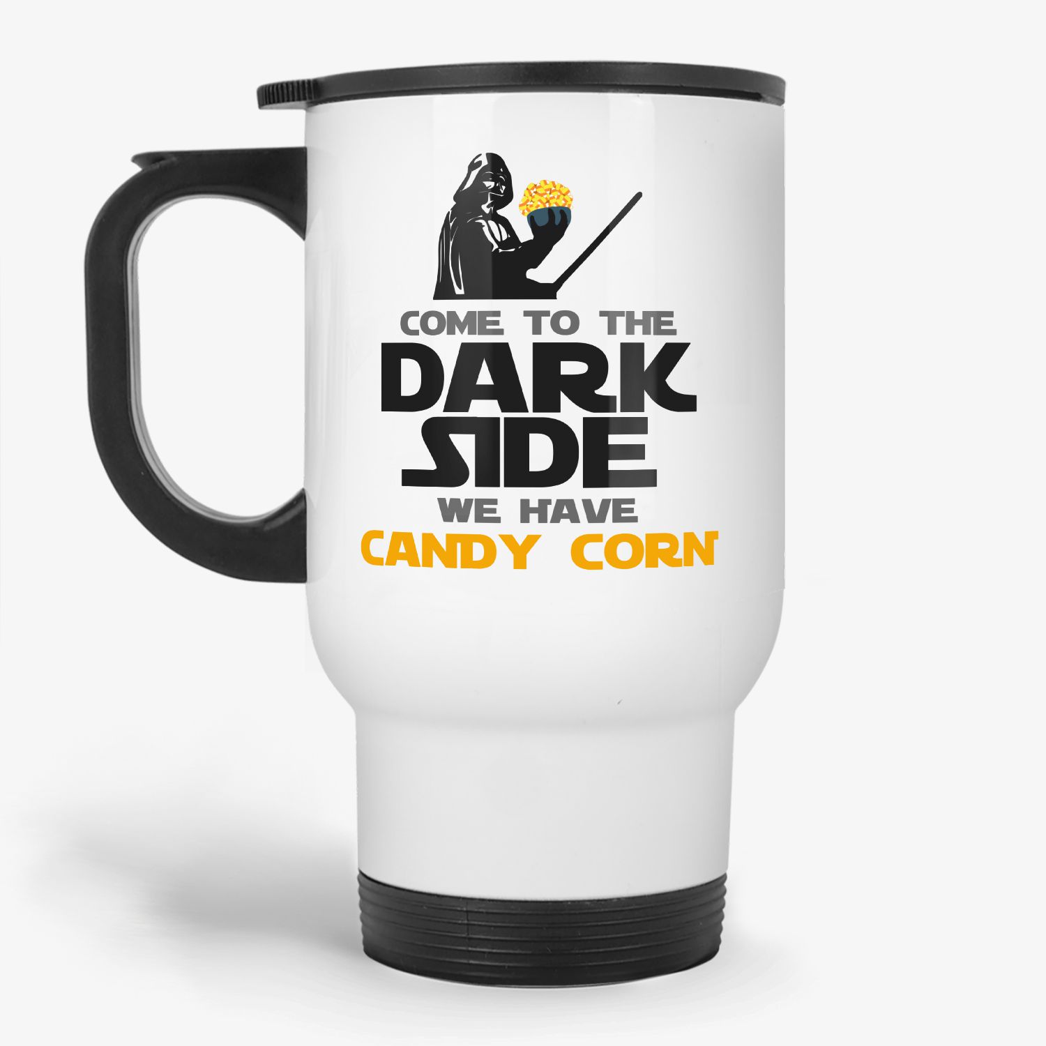 Come Dark Side We Have Candy Corn - Star Wars Parody Halloween Travel Mug