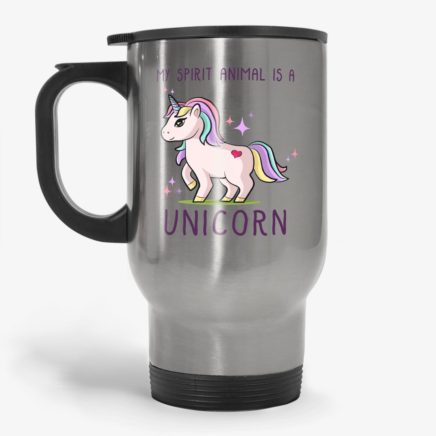My Spirit Animal Is A Unicorn, cute funny coffee travel mug, birthday gift  for her, gift for daughter, gift for sister, travel mug for unicorn lover