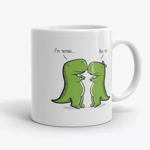 T-Rex Is Trying To Hug dinosaur mug, funny t rex dino mug, long distance mug