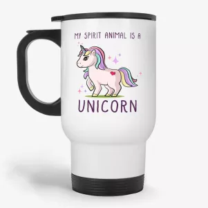 My Spirit Animal Is A Unicorn, cute funny coffee travel mug, birthday gift for her, gift for daughter, gift for sister, travel mug for unicorn lover