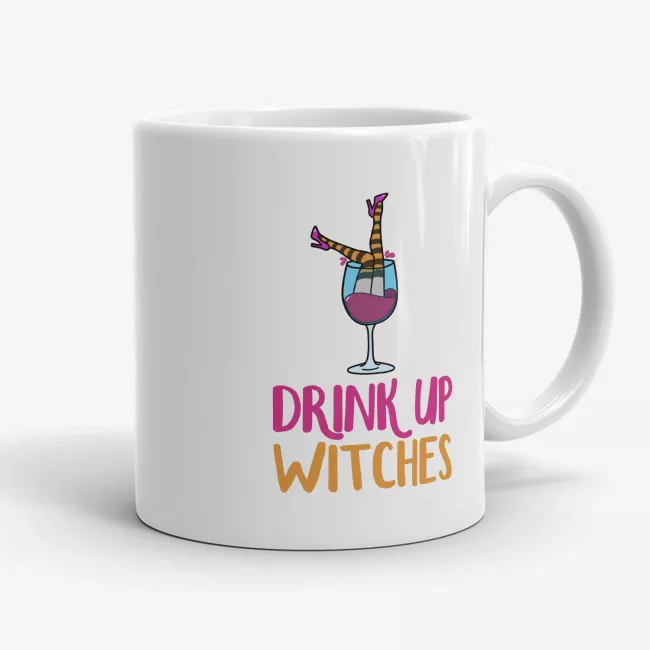 Drink Up Witches - Wine Drinking Witch Halloween Mug - Image 