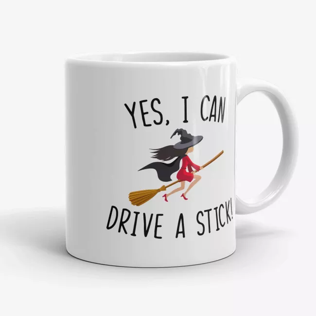 I Can Drive a Stick - Funny Witch Mug - Image 