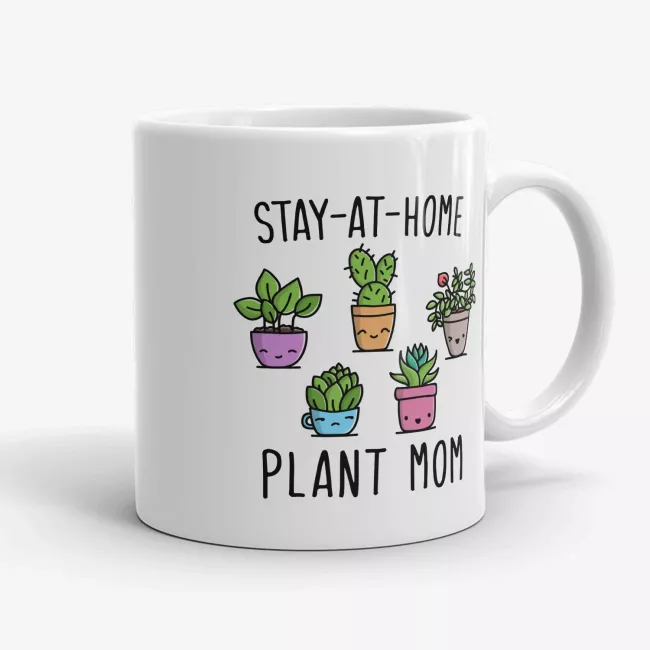 Stay At Home Plant Mom - Mom gift, Mothers Day mug, Birthday present for plant lover, cute houseplants - Image 