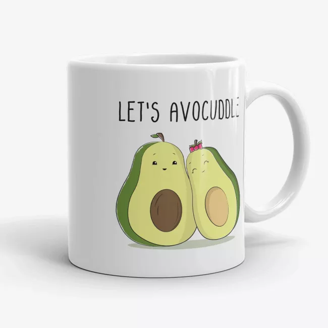 Let's Avocuddle Mug, cute avocado lovers, mug for boyfriend or girlfriend, valentines day gift, gift for valentine, funny mug - Image 