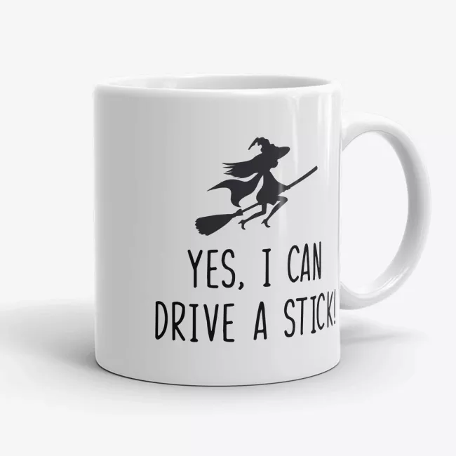 Yes I Can Drive a Stick - Halloween Pun Witch Mug - Image 