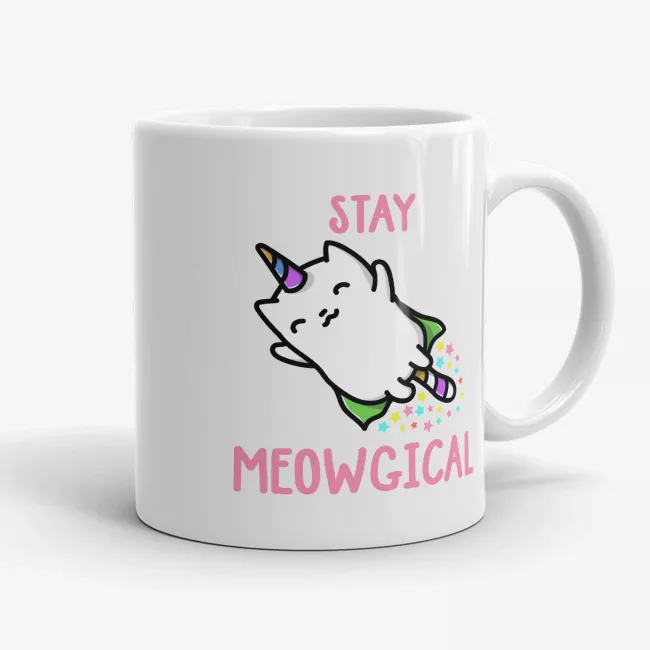 Stay Meowgical, Inspirational Gift, Caticorn Mug - Image 