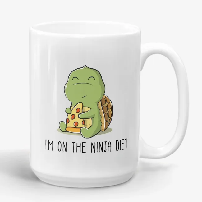 I Am On The Ninja Diet - Funny Turtle And Pizza Lover Mug - Image 