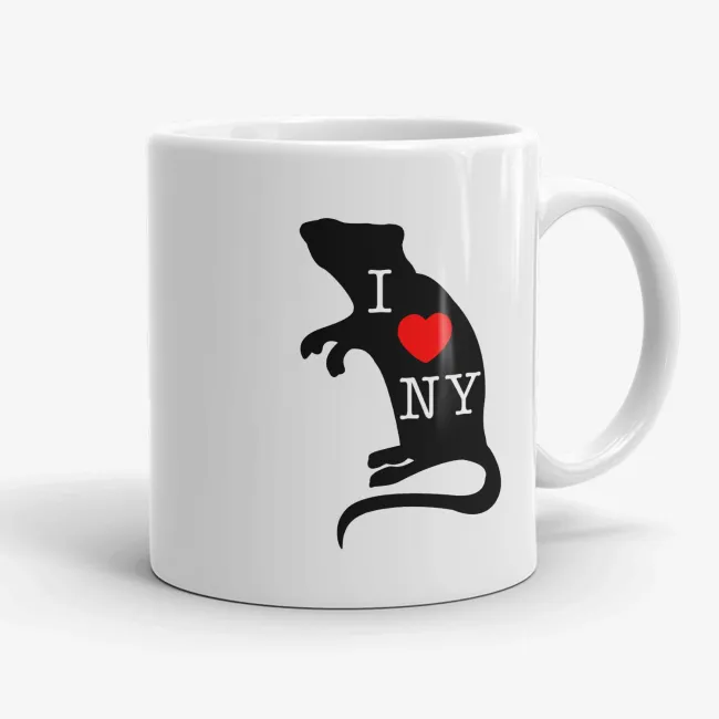 I Love NY, funny rat New York coffee mug - Image 