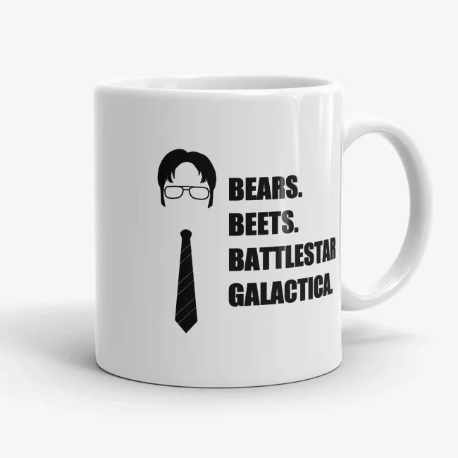 Bears, Beats, Battlestar Galactica - Funny "The Office" Mug - Image 