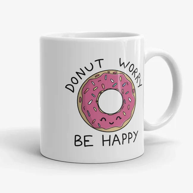 Donut Worry Be Happy - Inspirational Quote Mug - Image 