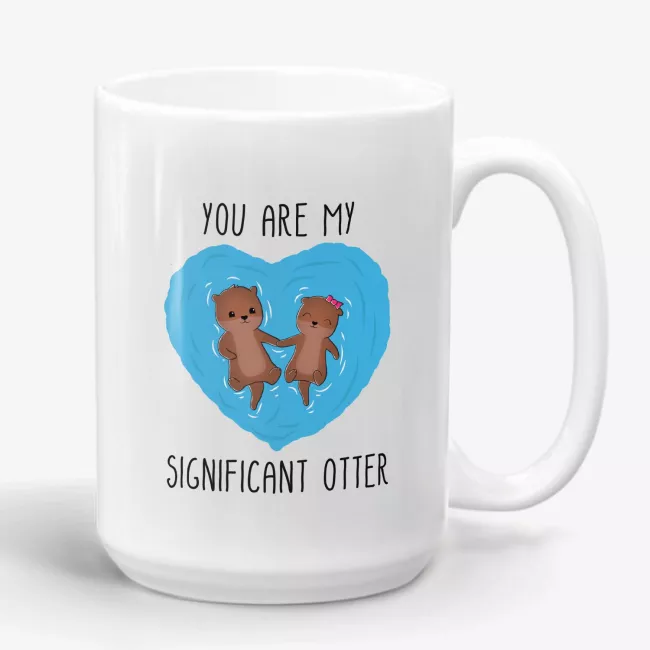 You Are My Significant Otter, 11oz funny valentine mug, mug for boyfriend, mug for girlfriend, valentines day gift, pun mug, cute mug - Image 