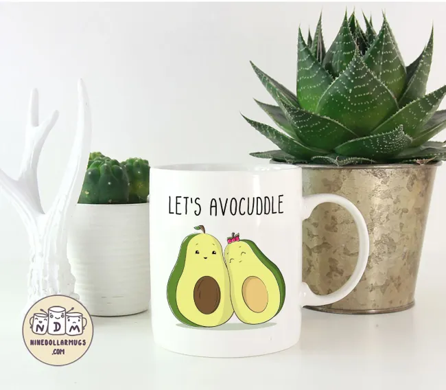 Let's Avocuddle Mug, cute avocado lovers, mug for boyfriend or girlfriend, valentines day gift, gift for valentine, funny mug - Photo 