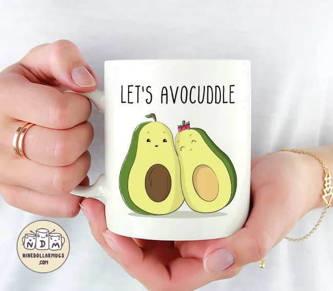 Let's Avocuddle Mug, cute avocado lovers, mug for boyfriend or girlfriend, valentines day gift, gift for valentine, funny mug - Photo 3