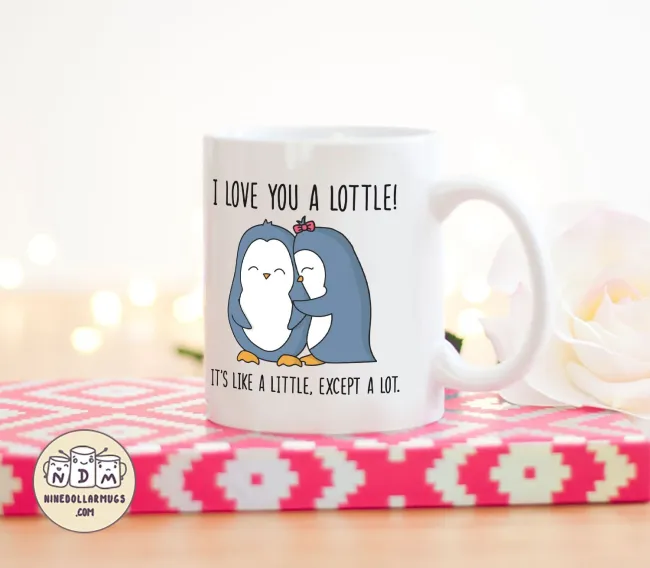 I Love You A Lottle - Cute Penguin Lovers Mug, Christmas gift for boyfriend or girlfriend - Photo 4