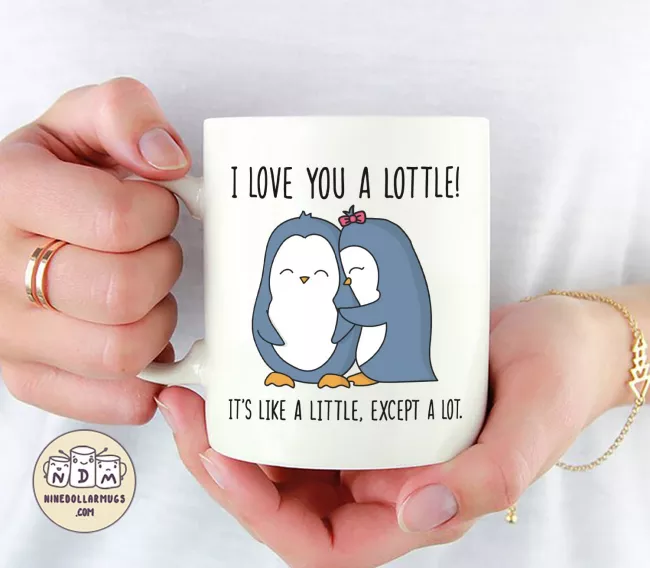 I Love You A Lottle - Cute Penguin Lovers Mug, Christmas gift for boyfriend or girlfriend - Photo 1