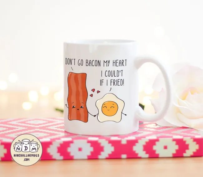 Don't Go Bacon My Heart - Funny Punny Couples Coffee Mug - Photo 2
