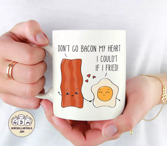 Don't Go Bacon My Heart - Funny Punny Couples Coffee Mug - Photo 4