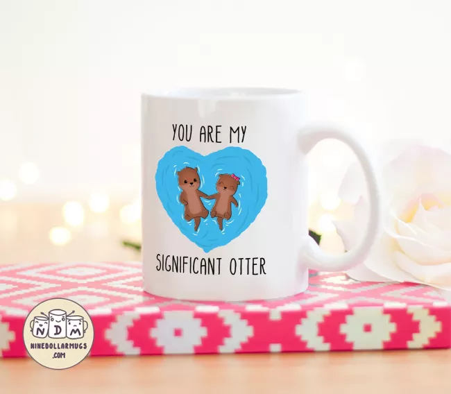 You Are My Significant Otter, 11oz funny valentine mug, mug for boyfriend, mug for girlfriend, valentines day gift, pun mug, cute mug - Photo 2