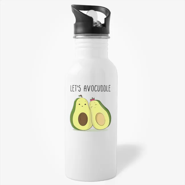 Let's Avocuddle Water Bottle, cute avocado lovers, water bottle for boyfriend or girlfriend, valentines day gift, gift for valentine, funny water bottle - Image 