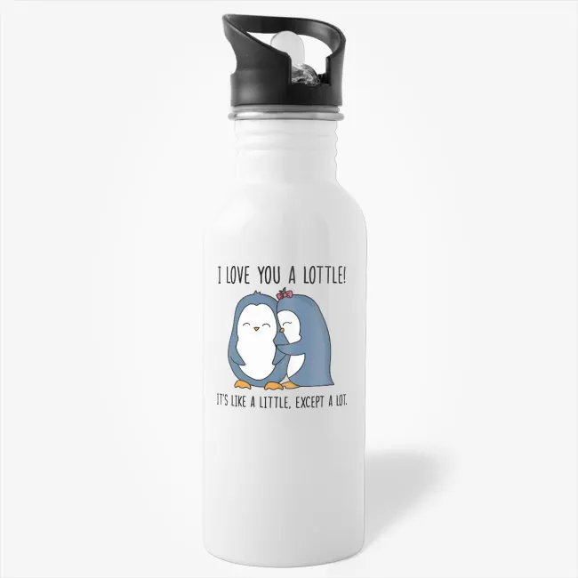 I Love You A Lottle - Cute Penguin Lovers Water Bottle, Christmas gift for boyfriend or girlfriend - Image 