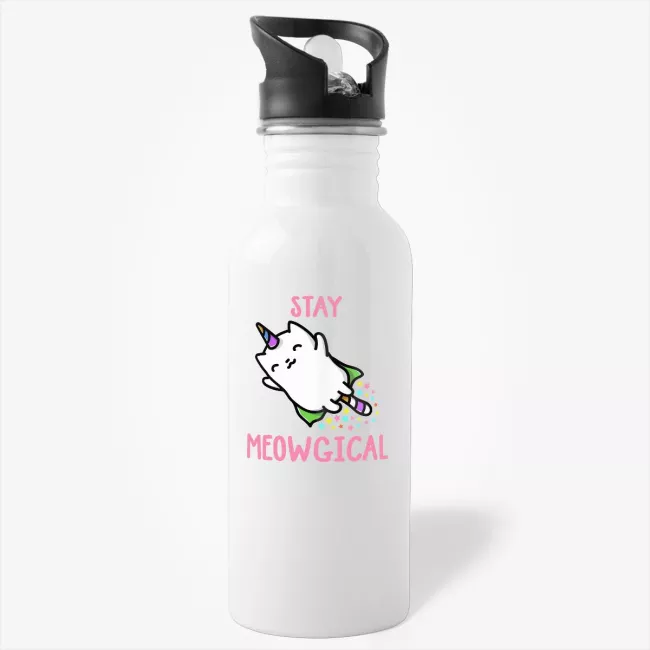 Stay Meowgical, Inspirational Gift, Caticorn Water Bottle - Image 