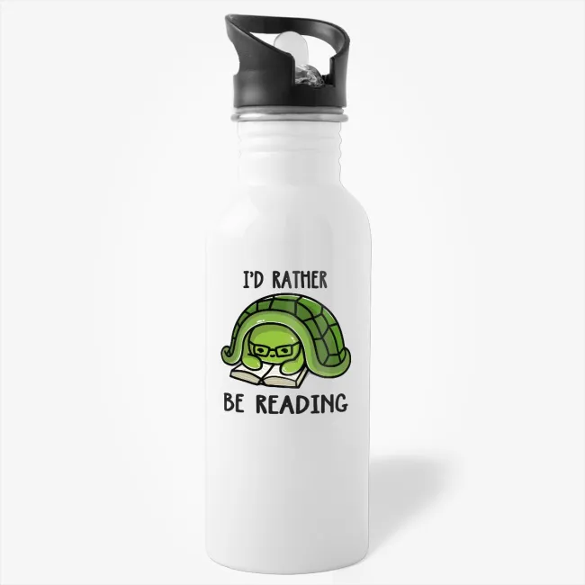 I'd Rather Be Reading, Turtle Water Bottle - Image 