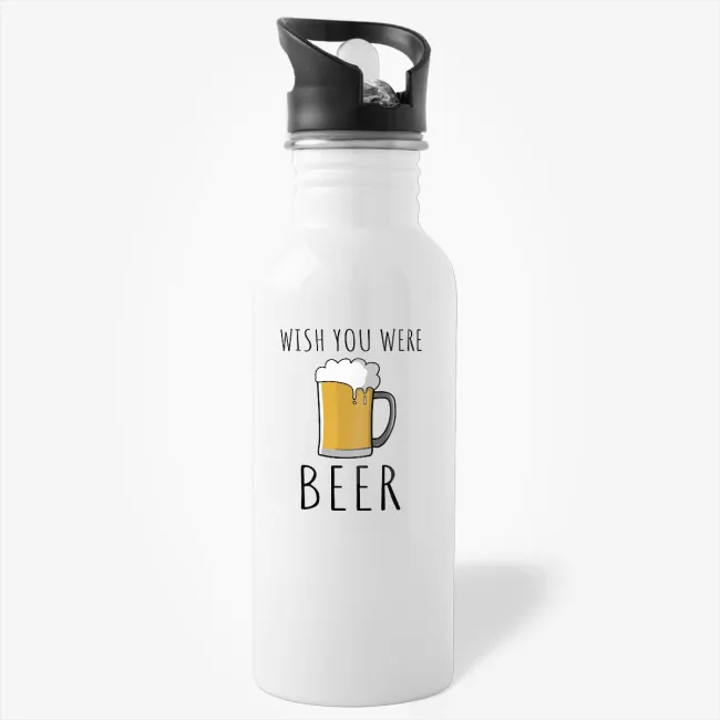 Wish You Were Beer - Funny Beer Lover Water Bottle - Image 