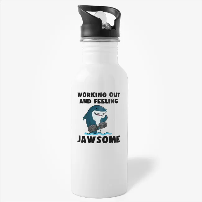 Working Out And Feeling Jawsome Water Bottle - Image 