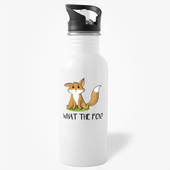 What The Fox - funny pun, snarky quote water bottle - Image 