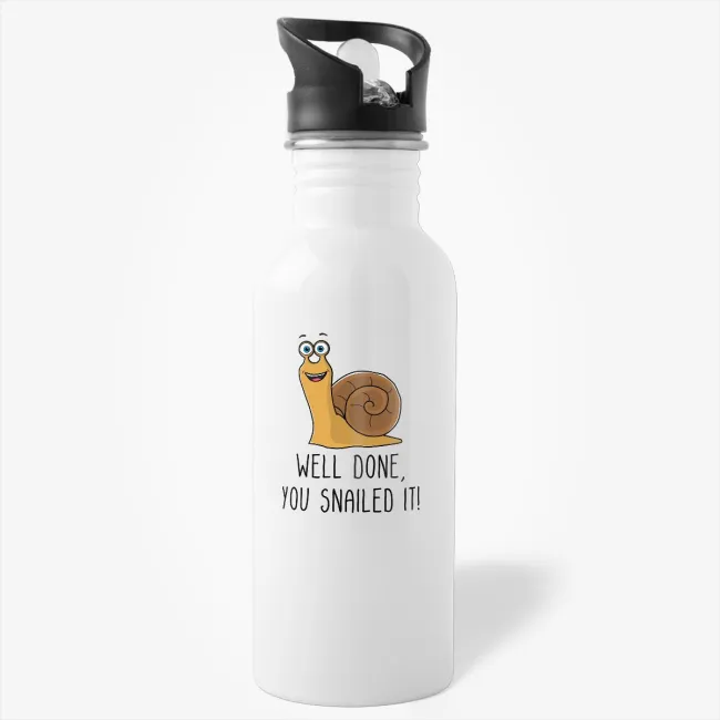 Well Done, You Snailed It, inspirational quote water bottle, snail water bottle, pun water bottle, graduation gift, gift for brother, gift for sister, gift for son - Image 