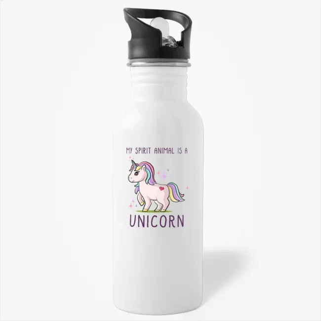 My Spirit Animal Is A Unicorn, cute funny coffee water bottle, birthday gift for her, gift for daughter, gift for sister, water bottle for unicorn lover - Image 