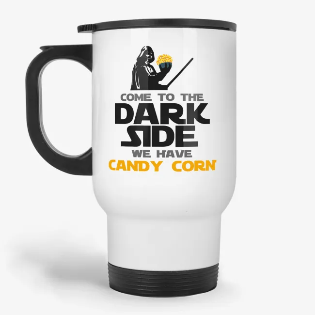 Come Dark Side We Have Candy Corn - Star Wars Parody Halloween Travel Mug - Image 