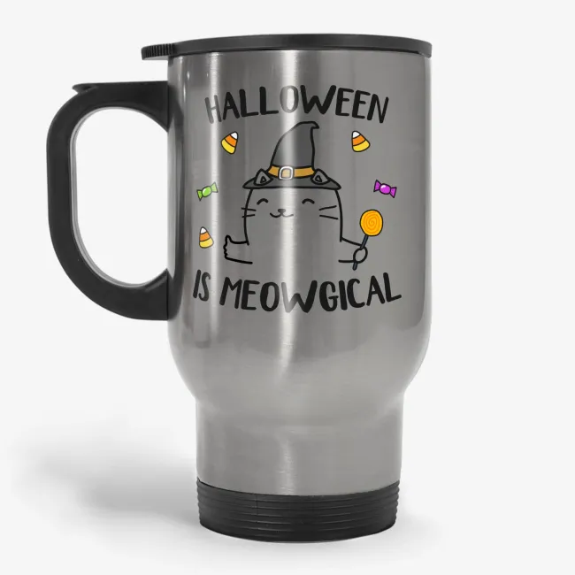 Halloween Is Meowgical - Cat Lover Travel Mug - Image 