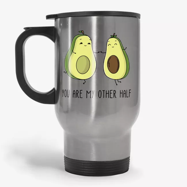 You Are My Other Half, Cute Avocados Travel Mug - Image 