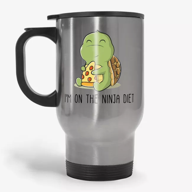 I Am On The Ninja Diet - Funny Turtle And Pizza Lover Travel Mug - Image 