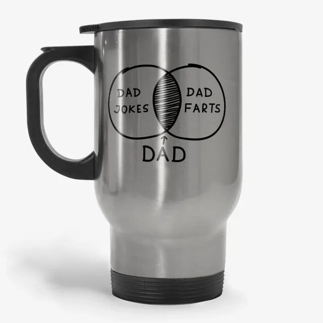 Dad Jokes And Farts - Funny Dad Diagram Travel Mug - Image 