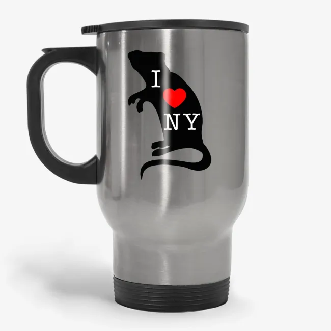 I Love NY, funny rat New York coffee travel mug - Image 