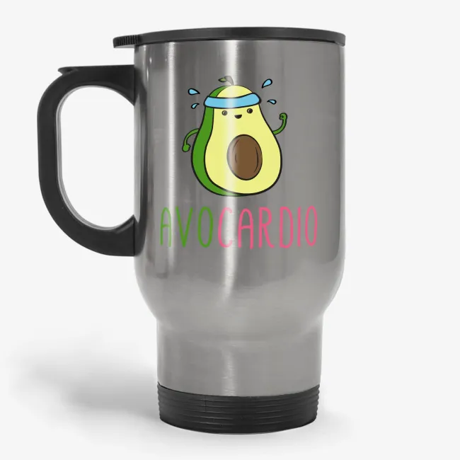Avocardio - Funny Avocado Running Travel Mug, Sports Lover Travel Mug - Image 