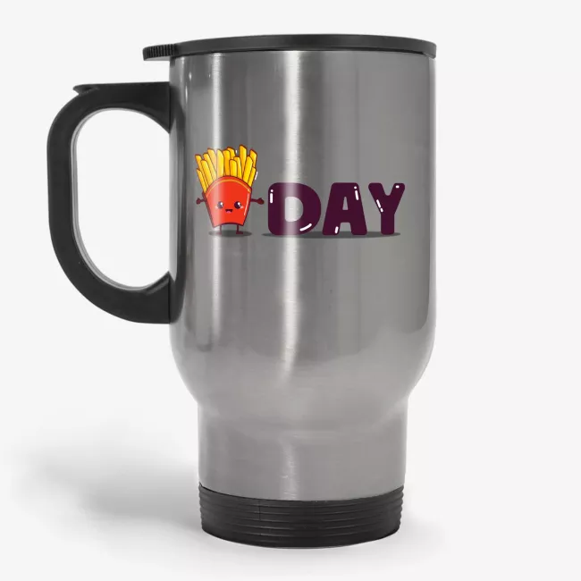 Fry Day - Funny Friday Pun Coffee Travel Mug - Image 