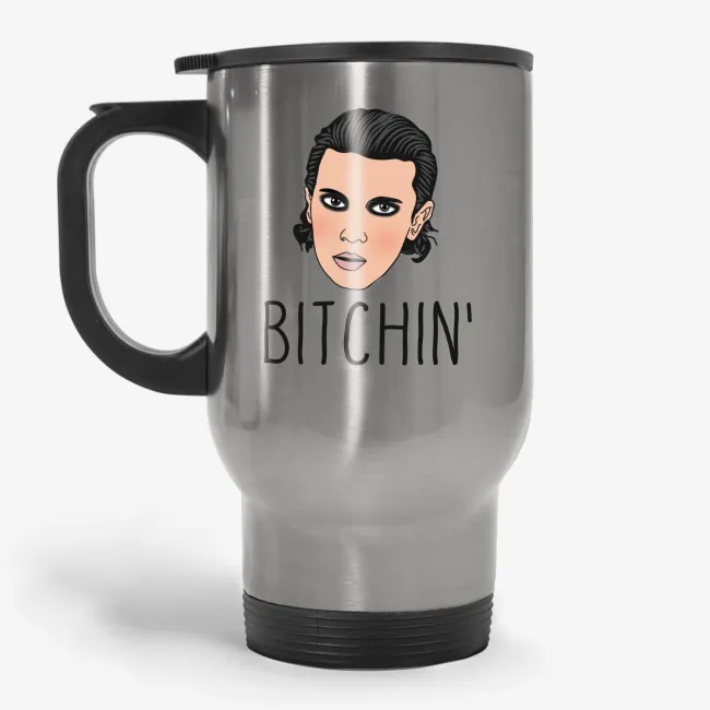 Bitchin', 11oz Eleven fan's coffee travel mug, gift for her, gift for him, stranger things travel mug - Image 