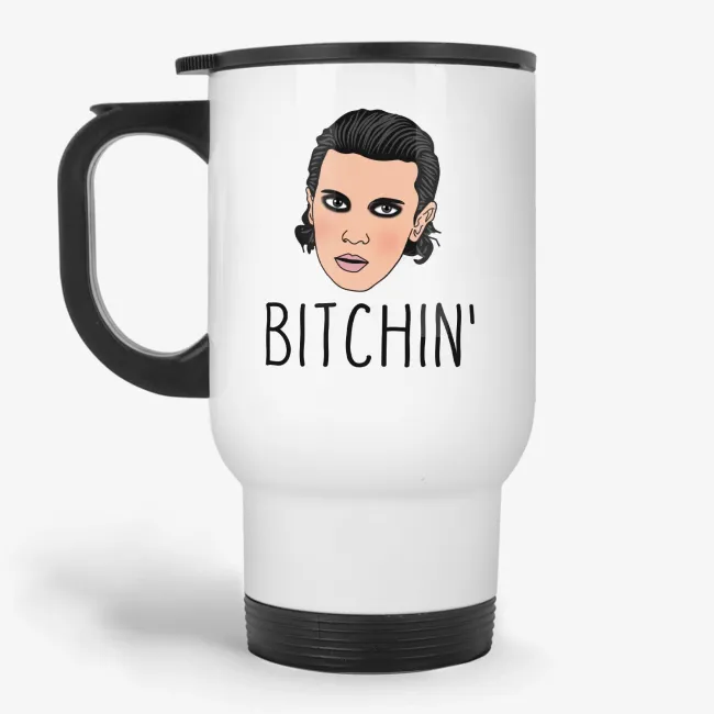 Bitchin', 11oz Eleven fan's coffee travel mug, gift for her, gift for him, stranger things travel mug - Image 